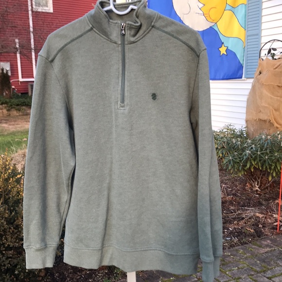 Izod Saltwater 1/4 zip Long Sleeve, Mossy Green, Fleece Shirt, Size Medium - Picture 3 of 9